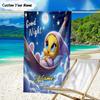 1PC Custom Name Good Night Yellow Bird Heart Beach Towel, Lightweight Quick-Dry for Man Woman, for Summer Travel, Swimming Pool Birthday Gift