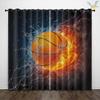 2 штуки штор с принтом в виде баскетбольного мяча, украшенных водой и огнем в мультяшном стиле для спален и гостиных