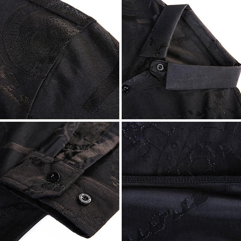 Men's Floral Long-sleeved Ice Silk Shirt, Fashionable Large Floral Shirt, Autumn Dad Wear, Casual Middle-aged Shirt for Men