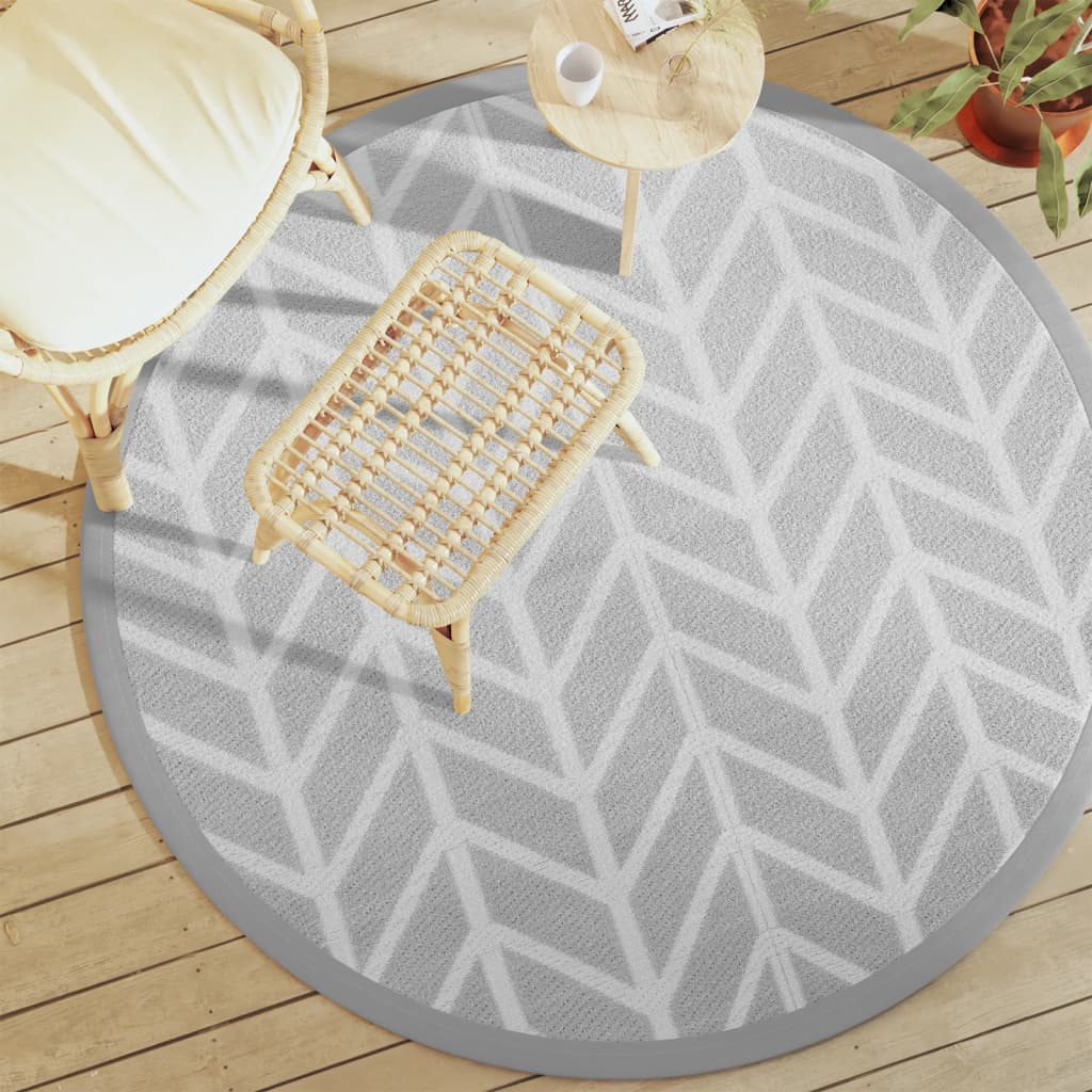 Outdoor Rug ARAKIL Grey Ø160 cm PP