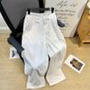 Summer New White Loose Wide Leg Pants Women Casual Straight Plus Size Pants Female Solid Elegant Drawstring Office Lady Trousers 24291