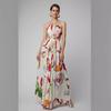 Spring and summer new European and American women's clothing slim-fitting swing dress sexy suspender print dress beach dress