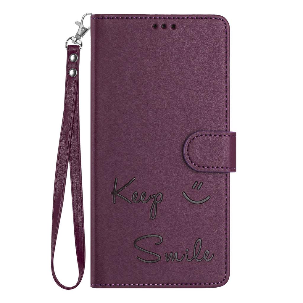 Leather Wallet Flip Case For Doogee N55 Plus N60 Pro Note 58 59 56 56x Keep Smile Embossed Design with Wrist Strap