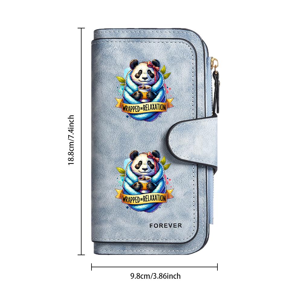 Cute Panda Print Long Wallet PU Leather Multi Card Holder Casual Women Fashion Purse