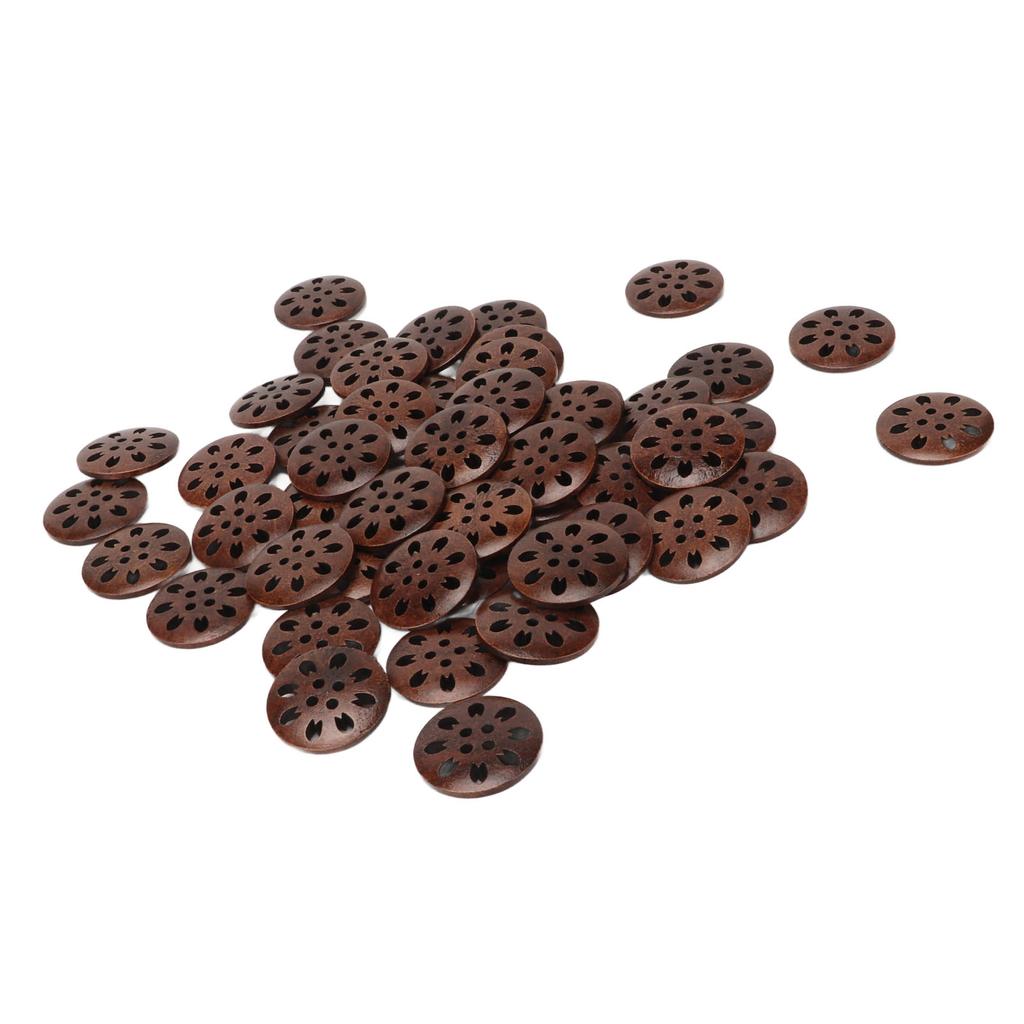 50 Pcs Wooden Buttons Vintage Beautiful 4 Holes Decorative Buttons for DIY Craft Sewing Clothing