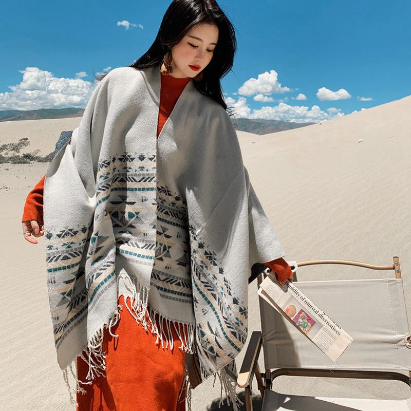 Дышащая, теплая и универсальная домашняя, осенне-зимняя женская шаль для путешествий, толстый плащ, одеяло с кондиционером