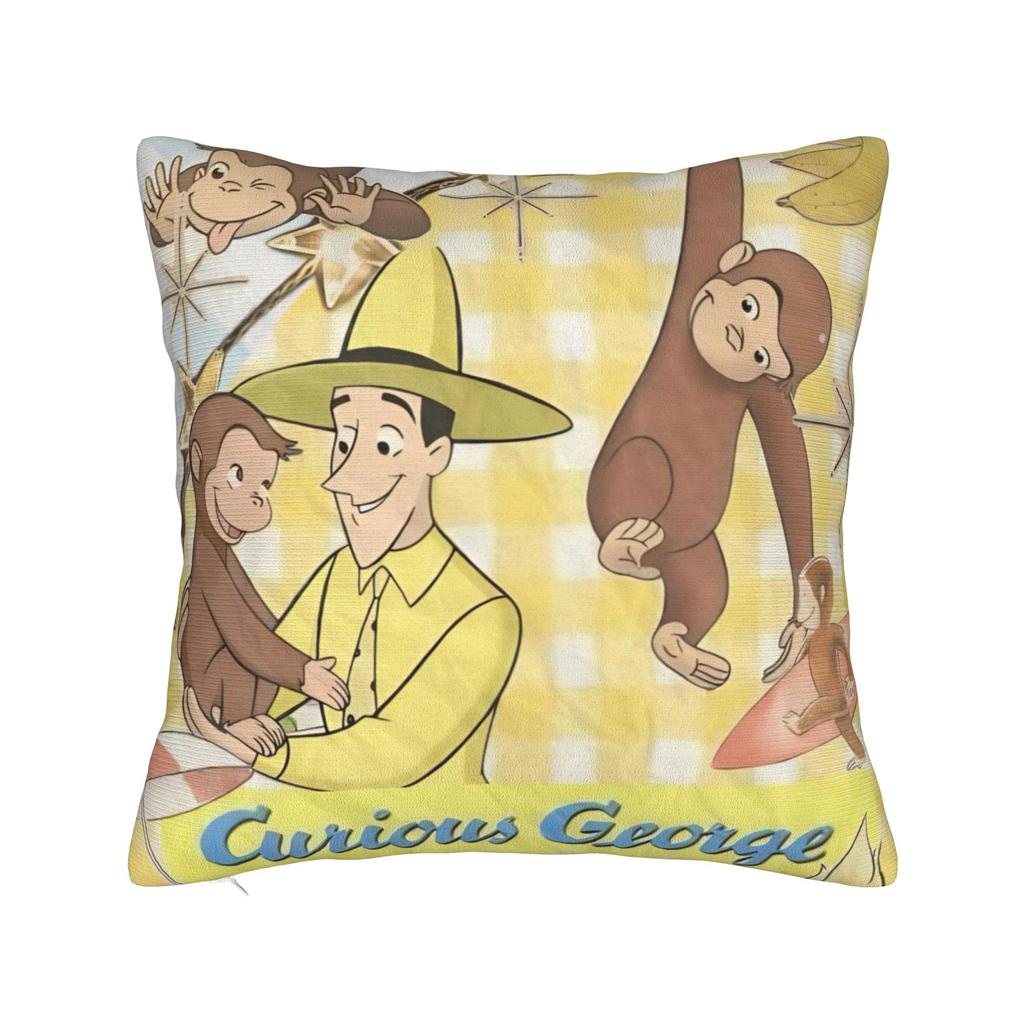 Decorative Pillow Covers Curious George African Monkey Stuff Car Pillow Case Cover Zipper MultiSize