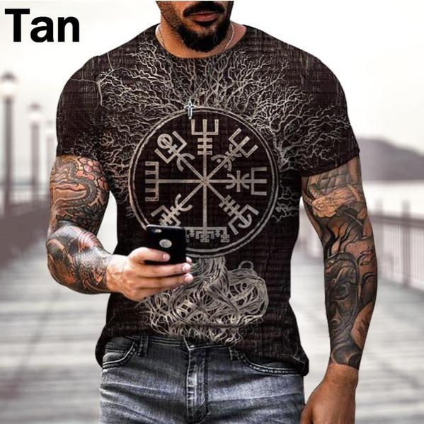 2025 Новая футболка с 3D-принтом Viking Tattoo, модная мужская уличная повседневная крутая футболка с круглым вырезом