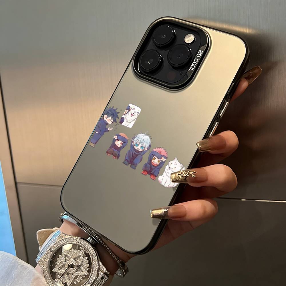 opular characters-J-Jujutsu K-aisen- For iPhone 17 16 15 14 13 12 11 Pro Max XS 17 Air Silicone Colored Silver Bumper Cover