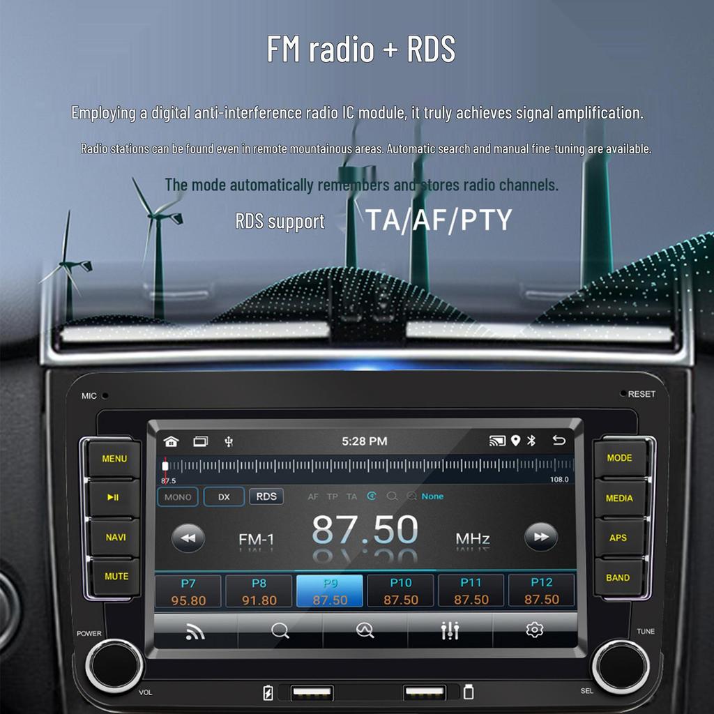 7-дюймовый MP5 плеер для автомобиля с двойным чипом, Bluetooth, Android Auto, беспроводным CarPlay и GPS-навигацией