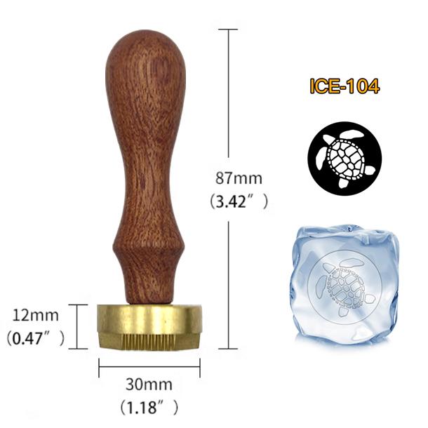 Ice Stamp With Removable Brass Head & Wood Handle - Vintage 1.18" Branding for Cubes, Cocktails, Whiskey, Mojito Drinks - Bar Making DIY Crafting