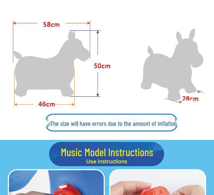Очень большой толстый надувной музыкальный прыгающий конь для детей - Взрывозащищенная конструкция