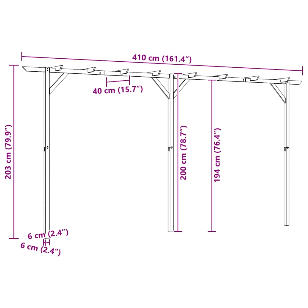 Garden Pergola 410 x 40 x 203 cm Wood