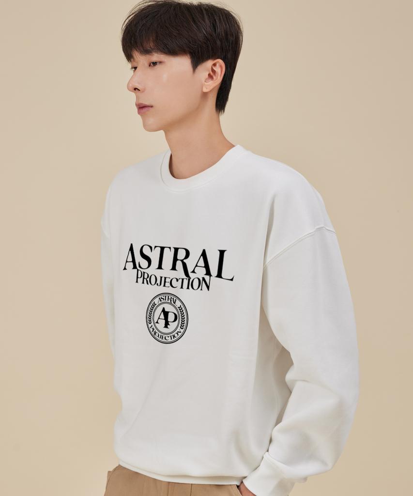 ASTRAL PROJECTION Lettering Logo Emblem Loose Fit Sweatshirt_White