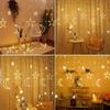 Christmas Curtain Light USB Powered Warm White Multicolor LED Star Moon String Light for Bedroom Window Xmas Decor New Year Gift