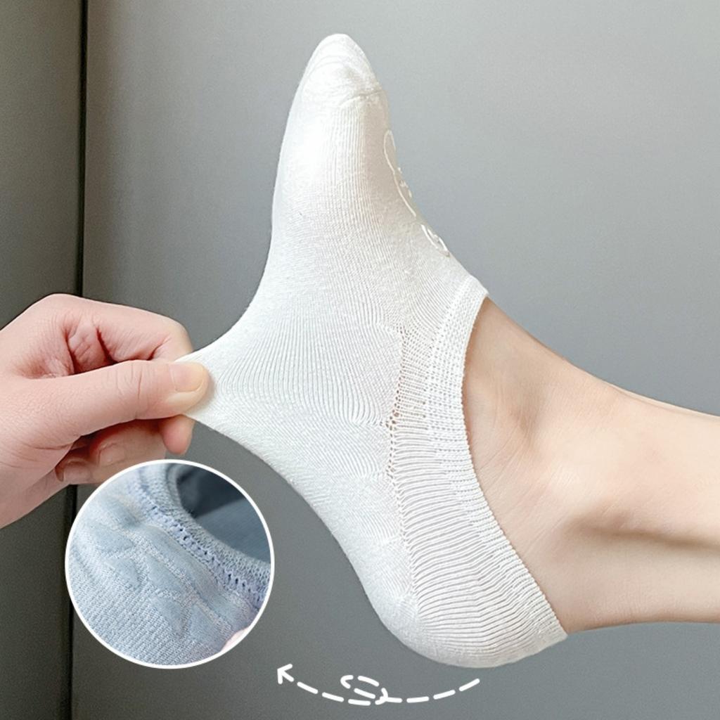 Носки-лодочки с рисунком медвежонка, женские тонкие нескользящие силиконовые носки с невидимой пяткой, женские летние простые короткие носки с неглубоким носком