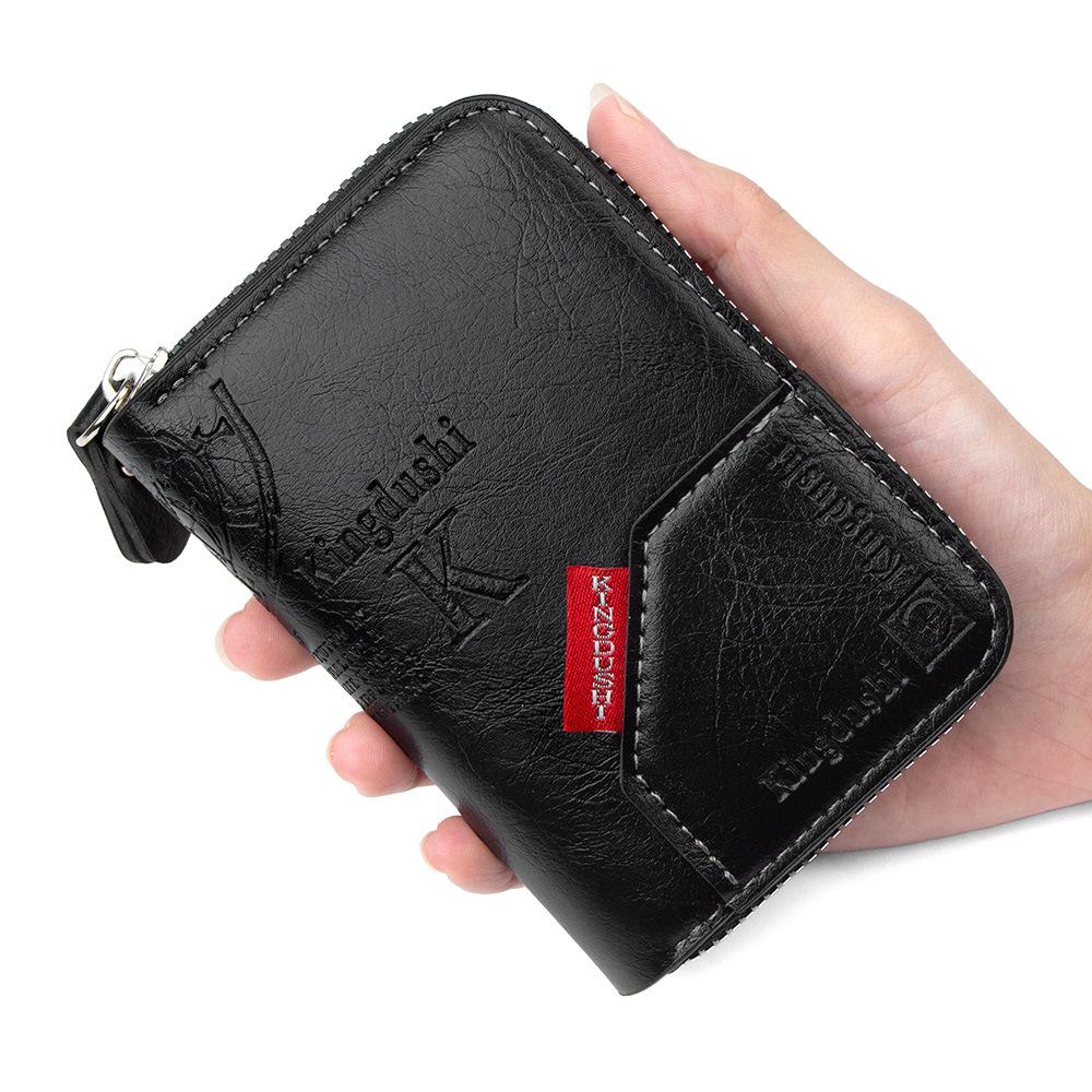 Мужской ретро многофункциональный короткий кошелек для карт и монет на молнии