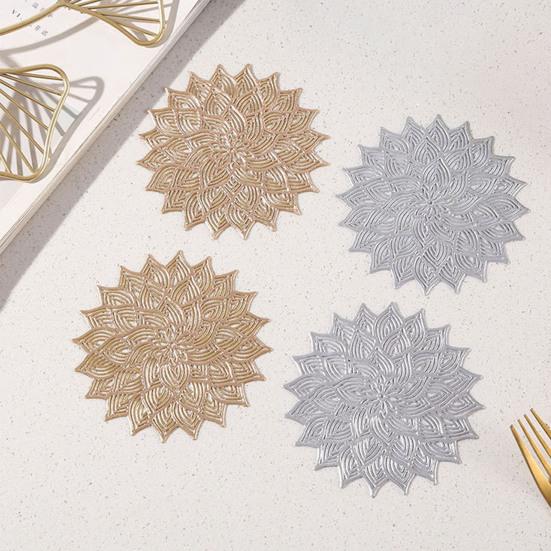 Coaster Easy To Clean Dining Table Protector Pad Heat Resistant Flower Shape Cup Mat for Home Kitchen