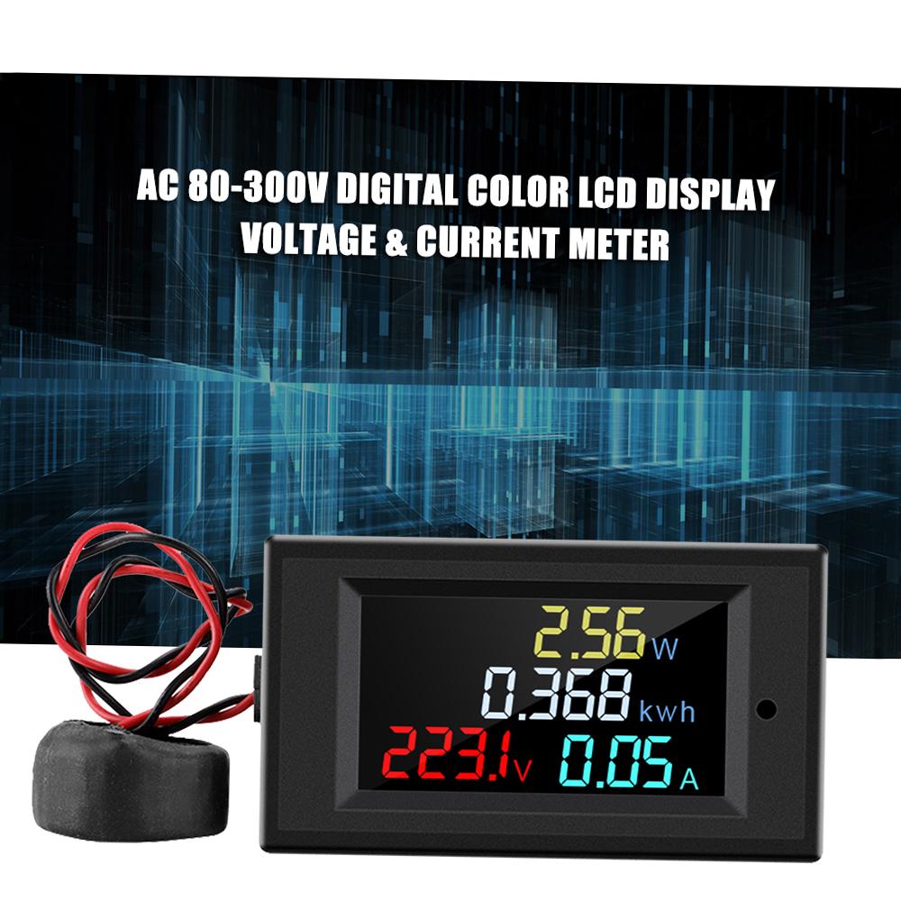 AC 80 300V Digital Voltmeter Ammeter Color LCD Display Multimeter Voltage Current Power Energy Frequency Monitor with