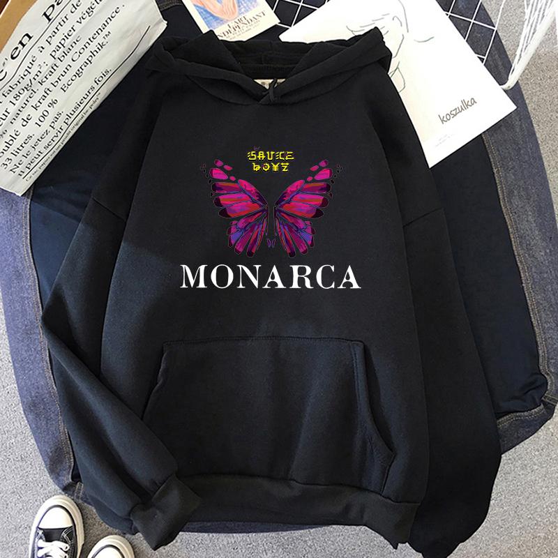 Eladio Carrion Sauce Boyz Monarca Hoodies Rose Graphic Sweatshirt Fashion Unisexga Anime Clothing Unisex/women Casual Fleece Streetwear