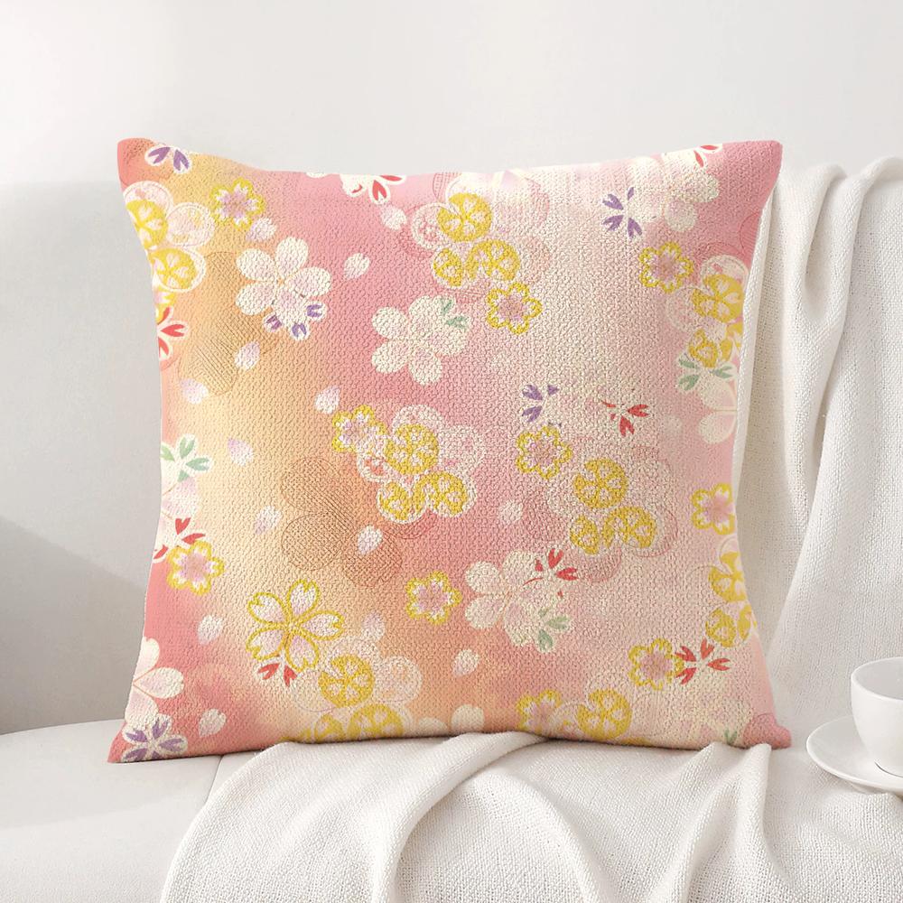 Cherry blossoms Cushion Cover Natural Linen Organic Fabric DoubleSided Printing Sofa Home Decor Gift Pillow Cover