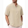 Men's Cotton Linen Henley Shirt Casual Button Down Short Sleeve Tops Shirts Summer Beach T-Shirts for Men Loose Fit Lightweight Breathable Tee Shirts