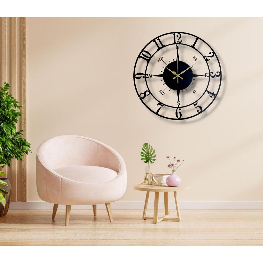 Clock for Home and Hall, Living Room, Bedroom, Office, Antique Big Size Modern Wall Watch for Home Decor (Style 1, 50 Cm) Matte Black,Analog