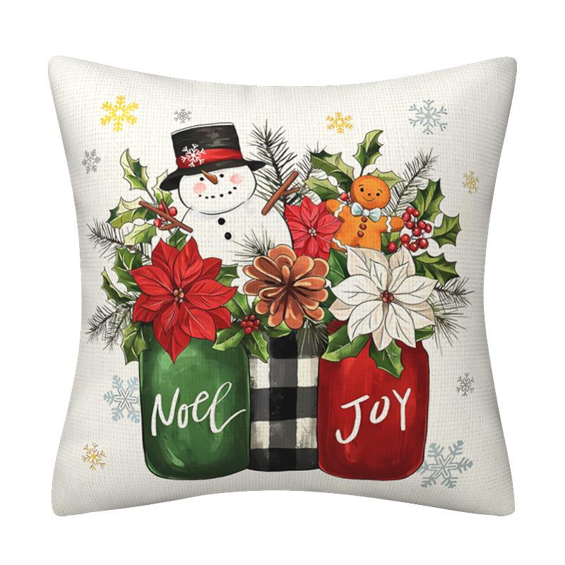 New Christmas Pillowcase Living Room Decoration Striped Snowflake Pillowcase Winter Farm Sofa Pillowcase