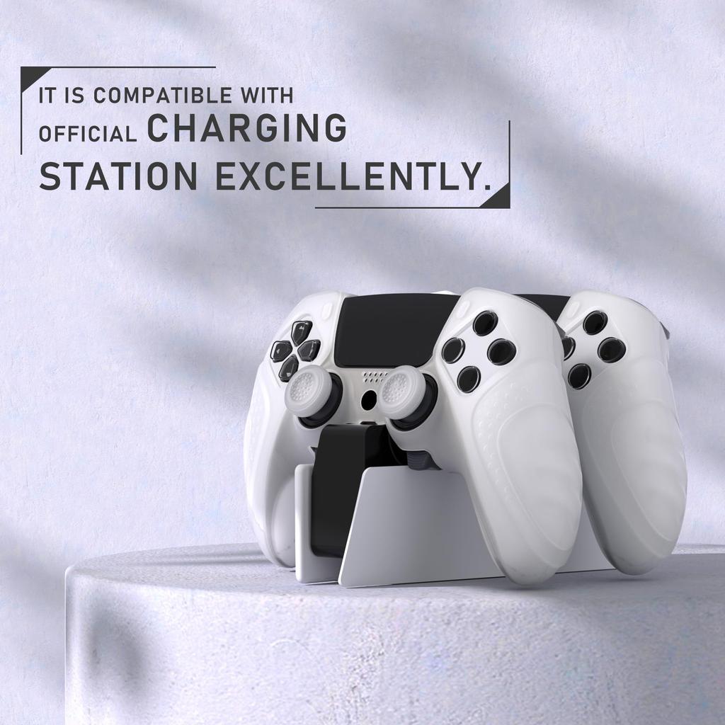 PlayVital PS5 Edge Controller Silicone Cover Soft Rubber Protector Skin with Thumb Grip Caps for PS5 Edge Wireless Edition Glow In the Non-Slip Case,
