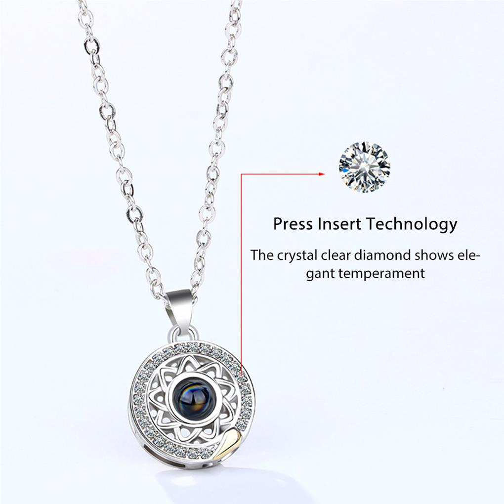 1 Pair Moon Sun Couple Necklace Decorative Electroplated Anti-rust Stylish Projector Pendant Ornament Birthday Gift