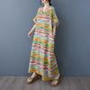 Ladies' V-neck Vintage Long Skirt Cotton Linen Dress