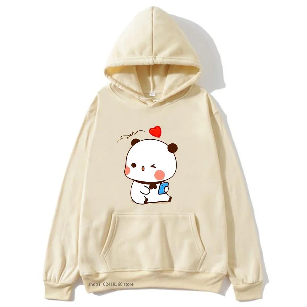 Cute Dudu and Bubu Hoodies Panda and Brownie Bear Couple Sweatshirt Men Women Clothes Kawaii Style Top