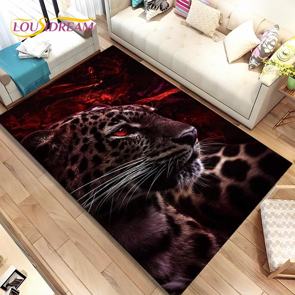 Animal Leopard Cheetah Cartoon Beast Area Rug,Carpet for Home Living Room Bedroom Sofa Doormat Kitchen Decor,Non-slip Floor Mat