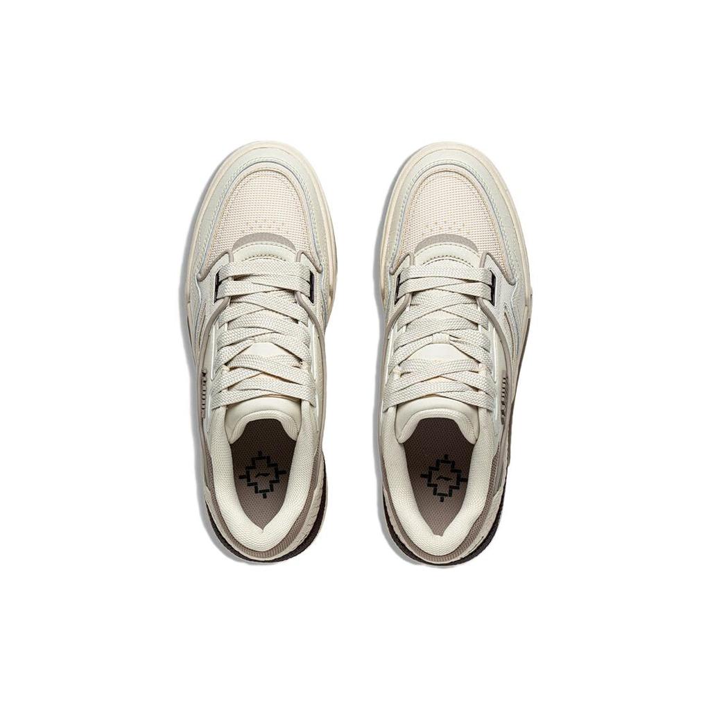 Li Ning 001 BTC PREMIUM Коровья кожа, Текстиль Удобные Нескользящие Низкие Скейтбордические кроссовки Мужские Костяной белый AGCT101-2