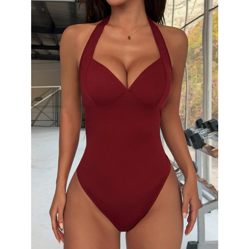 Сексуальный боди с глубоким V-образным вырезом на спине и завязками на шее для женщин в стиле Y2k