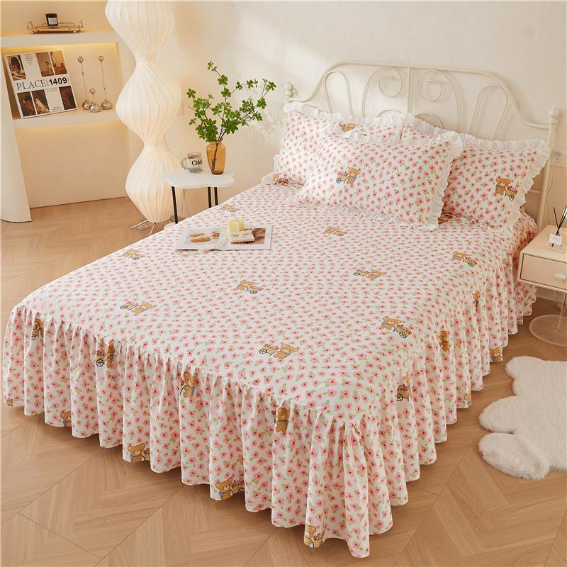 Комплект из 3 предметов с цветочным принтом, покрывало из 100% хлопка, мягкое покрывало в стиле принцессы для спальни, высококачественное покрывало с наволочками