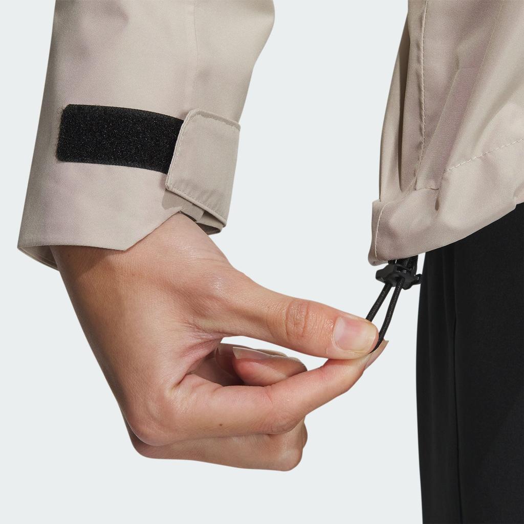 Adidas Rain.Rdy Transitional Jacket With Plain Logo Outdoor Waterproof Sports Hooded Coat Women Outerwear Beige IL8906