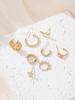 8pcs/set Exquisite Cubic Zirconia Leaf Geometric Ear Clip Stud Earring For Women's Wedding Party Accessories, High-End Jewelry