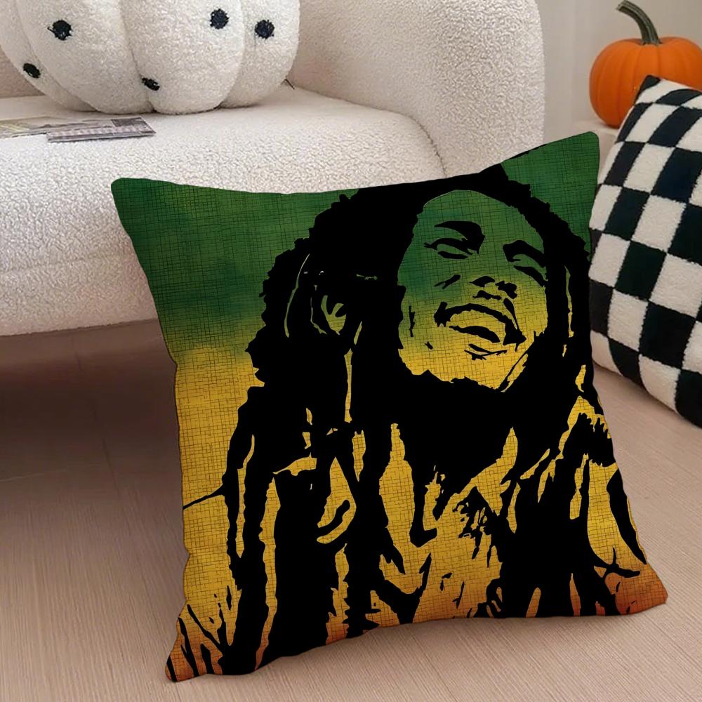 Legendary Jamaican Singer BBob MMarley Cushion Cover Throw Pillow Cover Hidden Button Durable Polyester Chair Cushion