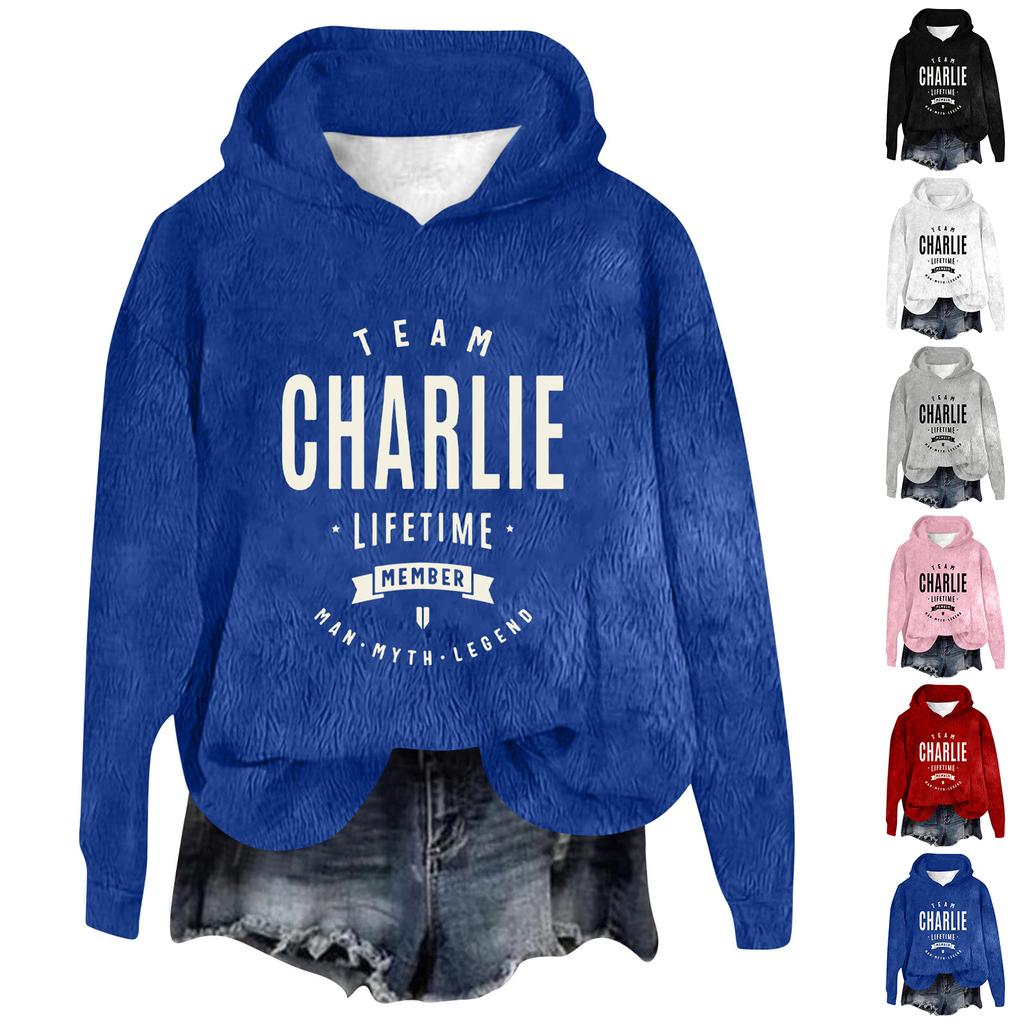 Women's Hooded Long Sleeve Printed Flannel Top Hooded Sweatshirt