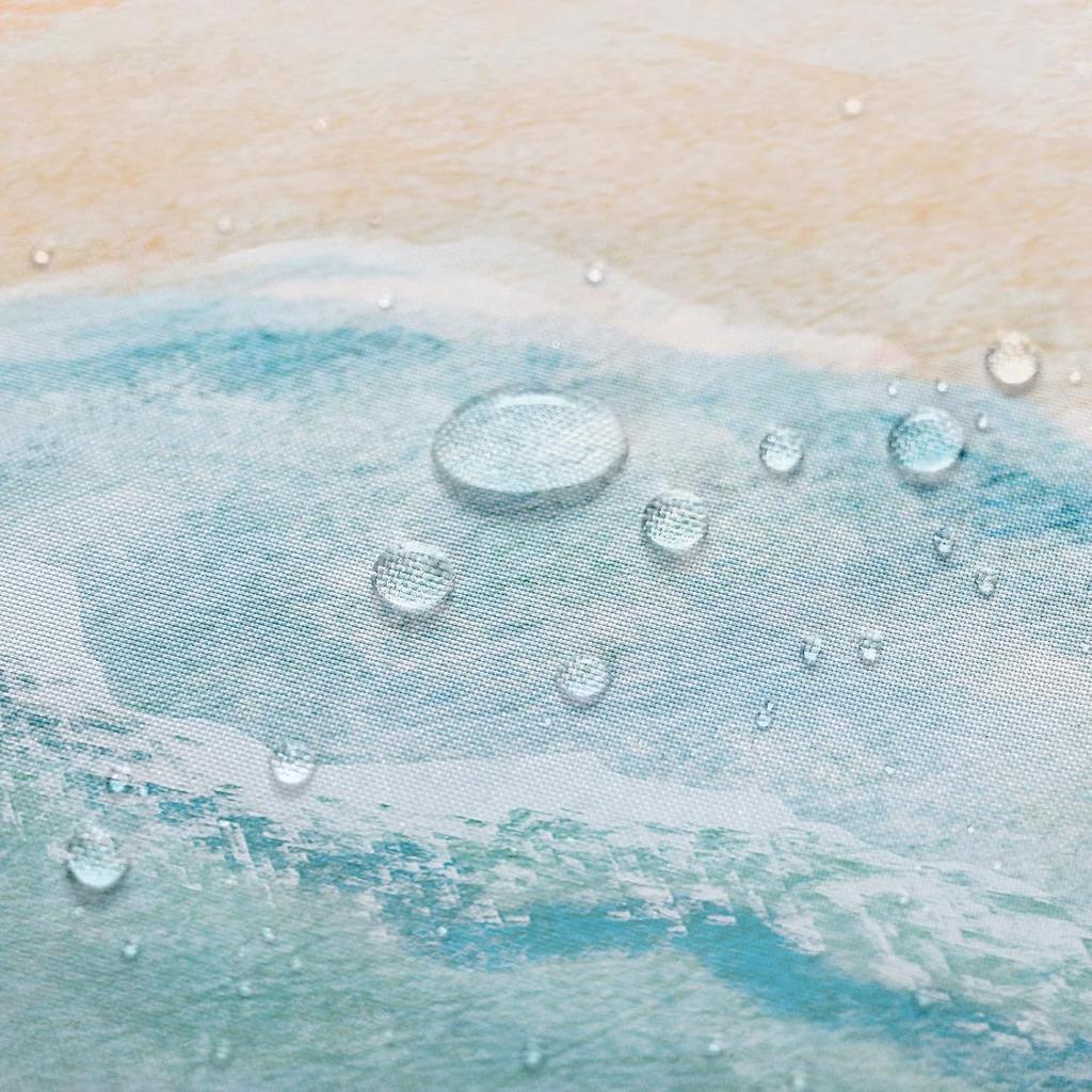 GAEBeach Ocean Themed Shower Curtain, Teal Blue Nautical Coastal Decor, Tropical Fabric Set with Hooks