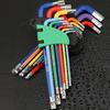 Set of Colorful Hex Keys, 6-Sided Torque Wrenches, Ball-End Combination, 90° Bend Refuse Rebound, Steel Body, for Automotive Diagnosis Tools