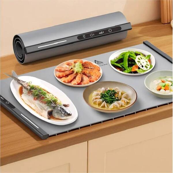 HOMEFISH Portable Electric Food Warming Tray Foldable Warm Mat with 3 Temperature Settings Fast Full Surface Heating for Parties