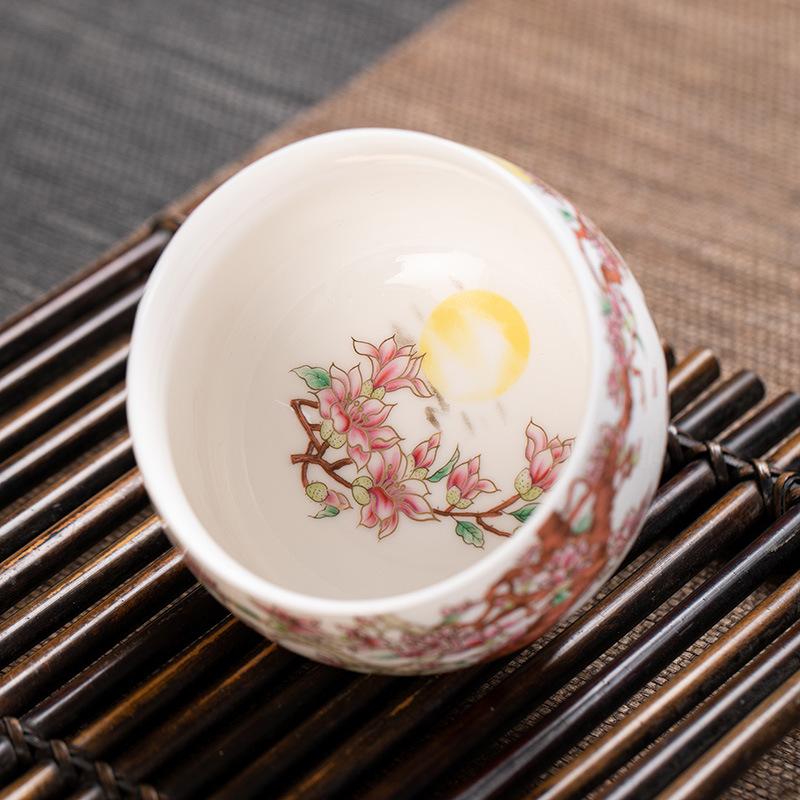Suet jade porcelain master cup single cup like a duck to water Chinese ceramic tea personal tea cup business gifts