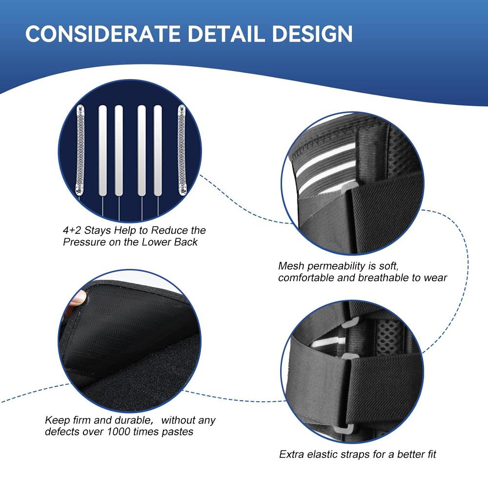 1 шт. Поясничный корсет для снятия боли в пояснице - Дышащий поясничный фиксатор с подушечкой при грыже диска, ишиасе - Регулируемый Ba