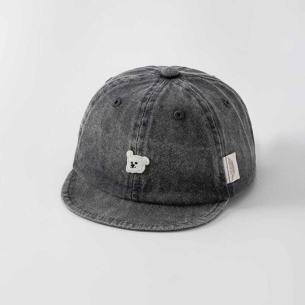 Джинсовая кепка-бейсболка для младенцев с утиным клювом и мягким козырьком - Очаровательная панамка с дизайном медвежонка для малышей