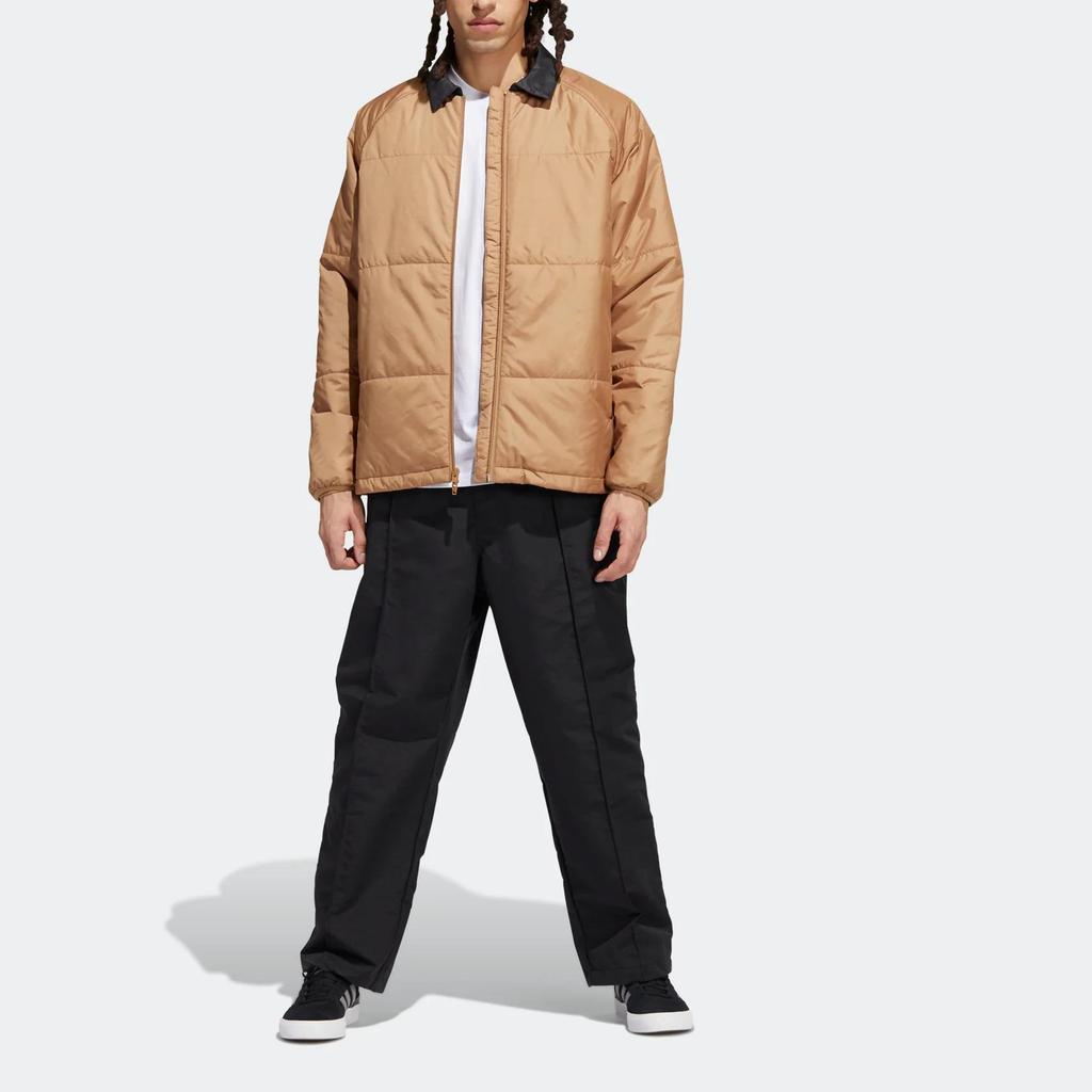 adidas Куртка Ins Coach Originals, однотонная, с застежкой-молнией, с длинным рукавом, хлопковое пальто унисекс, бежевая HK9896