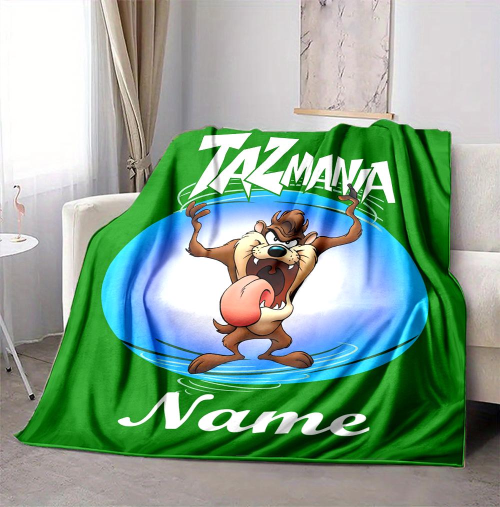 Custom Name Tazmanian Devil Flannel Blanket Throw Blanket Soft Warm Sofa Bed home Decor Unique Gift