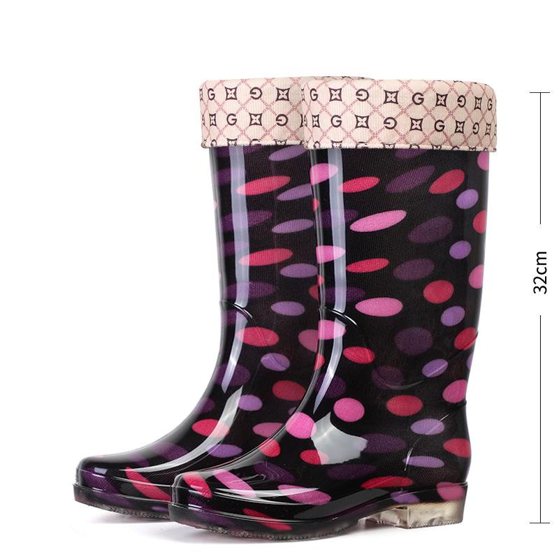 Модные резиновые сапоги с цветочным принтом, дизайнерские женские резиновые сапоги класса люкс, водонепроницаемые рабочие нескользящие садовые галоши для женщин, ПВХ сапоги для охоты