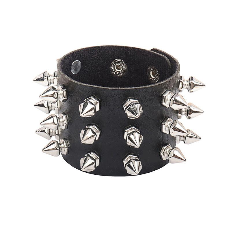 New Black Punk Spike Rivets Bracelets For Women Stud Bracelet PU Leather Charm Cuff Bracelets Cuff Bangles Jewelry Party Gift